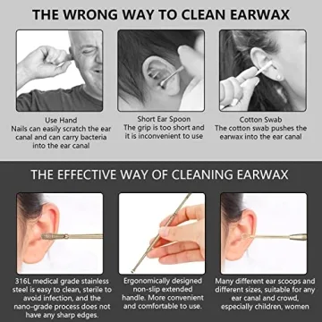 Hion 6 Pcs Professional Ear Wax Removal Kit - Stainless Steel Ear Cleaners