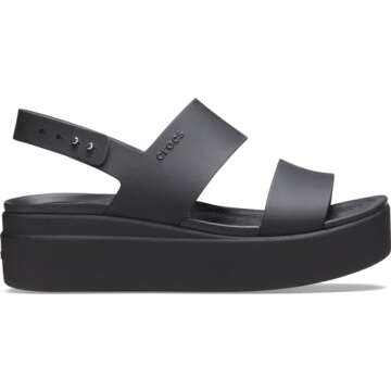 Crocs Women's Brooklyn Low Wedges, Platform Sandals Black, Numeric_11