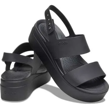 Crocs Women's Brooklyn Low Wedges, Platform Sandals Black, Numeric_11