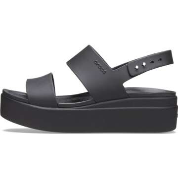 Crocs Women's Brooklyn Low Wedges, Platform Sandals Black, Numeric_11