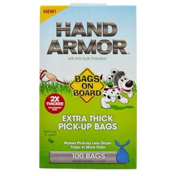 Bags on Board Hand Armor Dog Poop Bags | Extra Thick Dog Waste Bags with Leak Proof Protection | 7x1...