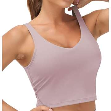 Women’s Longline Sports Bra Wirefree Padded Medium Support Yoga Bras Gym Running Workout Tank Tops...
