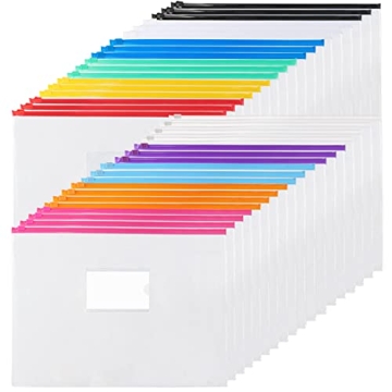 EOOUT 36pcs Plastic Envelopes A4 Letter Size 11 Colors