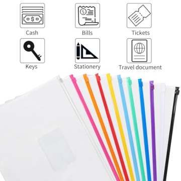 EOOUT 36pcs Plastic Envelopes A4 Letter Size 11 Colors