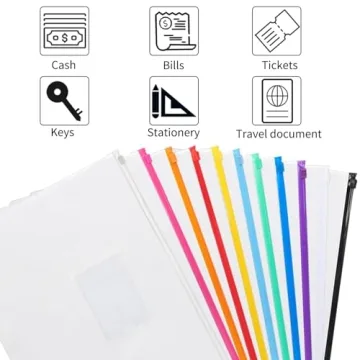 EOOUT 36pcs Plastic Envelopes A4 Letter Size 11 Colors