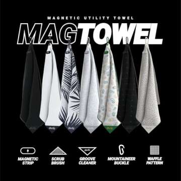 Blue Tees 4-in-1 Magnetic Golf Towel - Strong Magnet, Groove Cleaner, High Quality