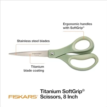 Fiskars SoftGrip Titanium Scissors - Ergonomic Cutting Essential