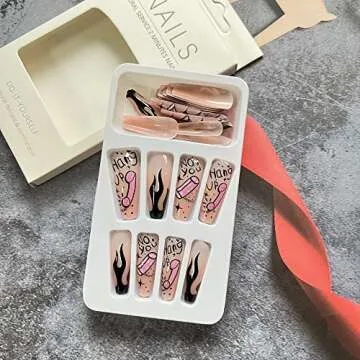 Halloween Press On Coffin Nails with Scary Designs