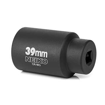 NEIKO 02529A 39mm Socket | 1/2” Drive Deep Impact Socket | Spindle & Axle Nut Socket | 12 Point |Chrome Molybdenum Cr-Mo |Deep Well Hub | Triple Square | Axle Shaft Nut Remover