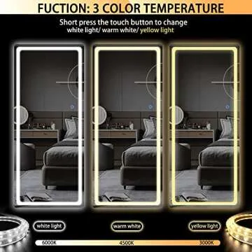 Hasipu Full Length Mirror with Lights, 65" x 22" LED Floor Mirror, Full Body Dressing Standing Mirro...