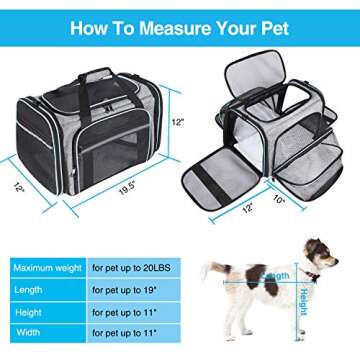 MASKEYON Airline Approved Portable Pet Carrier 2 Sides Expandable Soft-Sided Large Cats Carrier Coll...