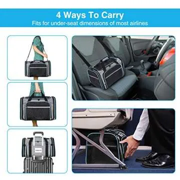 MASKEYON Airline Approved Portable Pet Carrier 2 Sides Expandable Soft-Sided Large Cats Carrier Collapsible Kennel Travel TSA Carrier 4 Doors with Removable Pads and 3 Pockets for Puppy Small Dogs