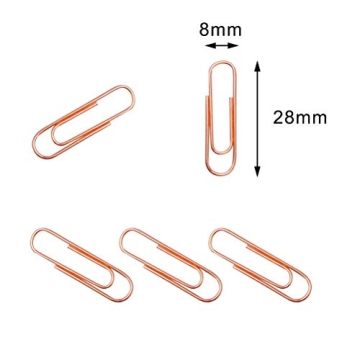 200 Rose Gold Paper Clips - Stylish Medium Size Clips