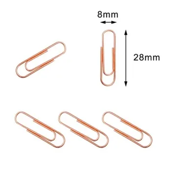 200 Rose Gold Paper Clips - Stylish Medium Size Clips