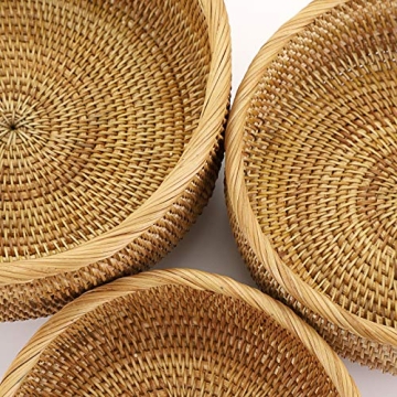 Handmade Rattan Storage Baskets Set of 3 for Organizing