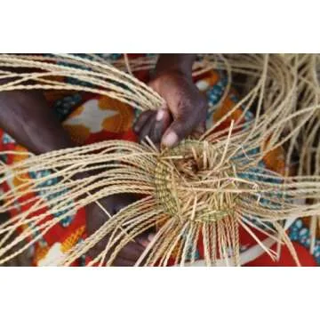 Fair Trade Ghana Bolga African Dye-Free Fully Shaped Market Basket 14-16" Across, 20267, Made in Bolga, Ghana, West Africa Exclusively for: Fair Trade Gifts and Home Decor