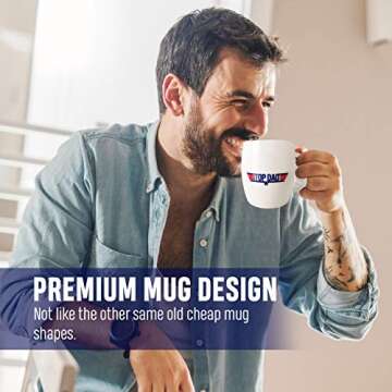 Patriotic Coffee Mug for Dad and Grandpa - Top Dad Fun Novelty Cup for Father’s Day Holiday or Birthday Gift - Present for Him