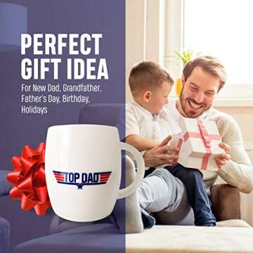 Patriotic Coffee Mug for Dad and Grandpa - Top Dad Fun Novelty Cup for Father’s Day Holiday or Birthday Gift - Present for Him