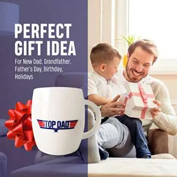 Patriotic Coffee Mug for Dad and Grandpa - Top Dad Fun Novelty Cup for Father’s Day Holiday or Birthday Gift - Present for Him