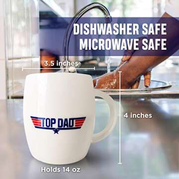 Patriotic Coffee Mug for Dad and Grandpa - Top Dad Fun Novelty Cup for Father’s Day Holiday or Birthday Gift - Present for Him