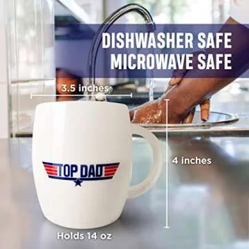 Patriotic Coffee Mug for Dad and Grandpa - Top Dad Fun Novelty Cup for Father’s Day Holiday or Birthday Gift - Present for Him