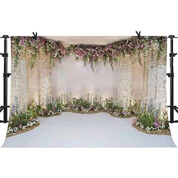 PHMOJEN 10x8ft Wedding Backdrop,Wisteria Rose Flowers Fairytale Birthday Photo Backdrop Wedding Anniversary Party Engagement Ceremony Reception Decorations Vinyl Photo Booth Backdrop BJXTPH12