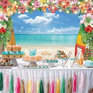 LIVUCEE 7x5ft Hawaiian Beach Backdrop for Vibrant Events