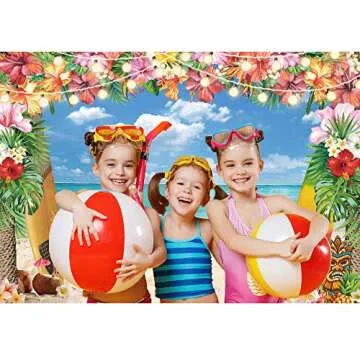 LIVUCEE 7x5ft Hawaiian Beach Backdrop for Vibrant Events