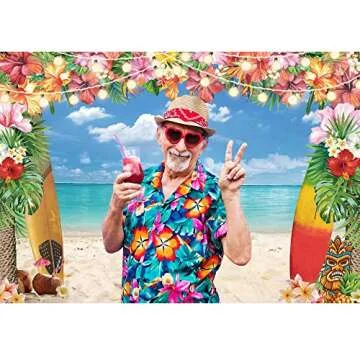 LIVUCEE 7x5ft Hawaiian Beach Backdrop for Vibrant Events