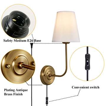 PASSICA DECOR Wall Sconce Set of Two Elegant Plug-in Lighting