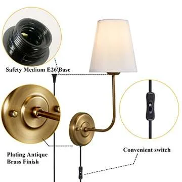 PASSICA DECOR Wall Sconce Set of Two Elegant Plug-in Lighting