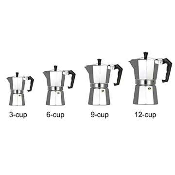 DBSUFV Aluminum Coffee Pot 3Cup/6Cup/9Cup/12Cup Coffee Maker Espresso Percolator Stovetop Mocha Pot Electric Stove