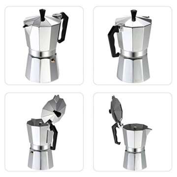 DBSUFV Aluminum Coffee Pot 3Cup/6Cup/9Cup/12Cup Coffee Maker Espresso Percolator Stovetop Mocha Pot Electric Stove
