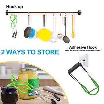 2 Pieces Stainless Steel Canning Jar Lifter Tongs and Canning Funnel with Safe and Secure Grip for Wide Mouth and Regular Jars, Easy to clean and Dishwasher safe