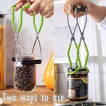2 Pieces Stainless Steel Canning Jar Lifter Tongs and Canning Funnel with Safe and Secure Grip for Wide Mouth and Regular Jars, Easy to clean and Dishwasher safe