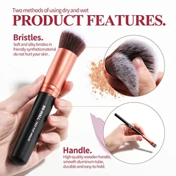 BS-MALL Premium Vegan Makeup Brush Set Rose Gold 14-Piece