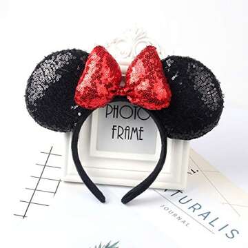 A Miaow Black Mouse Sequin Ears Headband for Fun