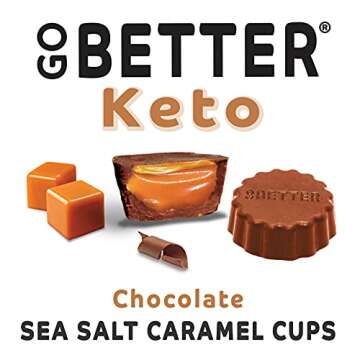 GO BETTER Keto Chocolate Caramel Cups - 7.5 oz Bag - 1g Net Carb, No Sugar, No Sugar Alcohols, No Artificial Ingredients, No Preservatives, Gluten Free