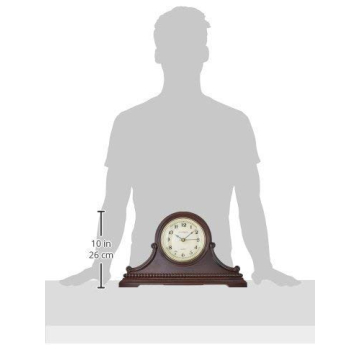 Vmarketingsite Mantel Clocks, Battery Operated, Silent Wood Table Clock with Westminster Chimes On The Hour, Solid Wooden Shelf Chiming Mantle Clock, 9" x 16" x 3" (Walnut - Arabic Numerals)