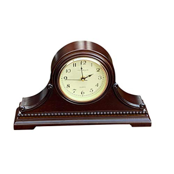 Vmarketingsite Mantel Clocks, Battery Operated, Silent Wood Table Clock with Westminster Chimes On The Hour, Solid Wooden Shelf Chiming Mantle Clock, 9" x 16" x 3" (Walnut - Arabic Numerals)