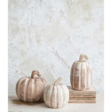 Creative Co-Op Hand-Carved Pumpkin for Unique Fall Decor