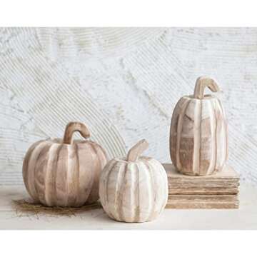 Creative Co-Op Hand-Carved Pumpkin for Unique Fall Decor