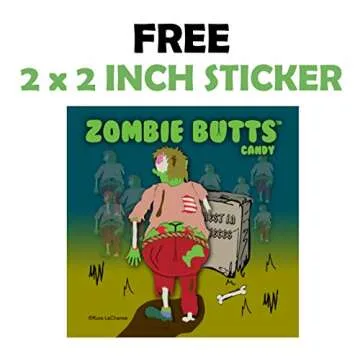 Zombie Butts Gummy Green Apple Fruit Flavored Jelly Disks Fun Unique Halloween Candy Gag Gift for Birthday Girls, Boys, Kids & Teens (5.5 Ounce)