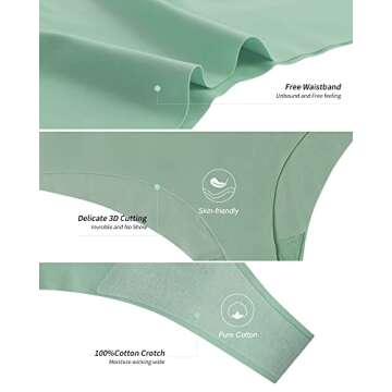 DEANGELMON Seamless Thongs for Women No Show Thong Underwear Women Comfortable Multiple Pack (6P10,M)