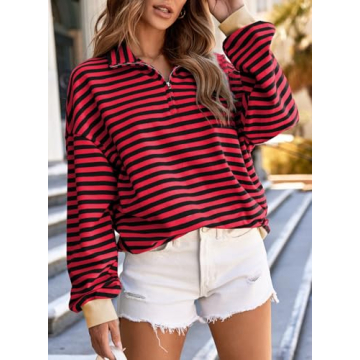 EVALESS Oversized Striped Sweatshirt for Stylish Comfort