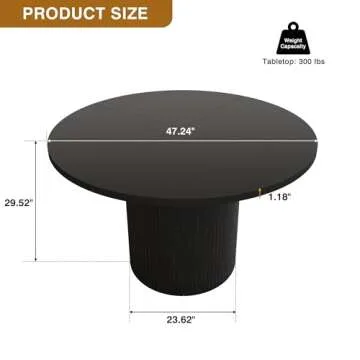 weselon Round Dining Table for 4, Modern Farmhouse Kitchen Table, 47 Inch Small Circle Dining Tables...