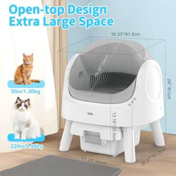 AutoScooper 11 Self Cleaning Cat Litter Box, Automatic Cat Litter Box for Multiple Cats, Integrated Safety Protection with Open-Top Design