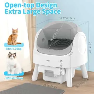 AutoScooper 11 Self Cleaning Cat Litter Box, Automatic Cat Litter Box for Multiple Cats, Integrated Safety Protection with Open-Top Design
