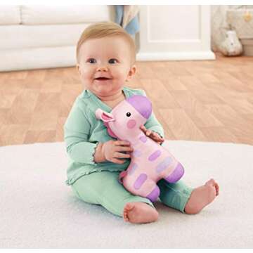 Fisher-Price Soothe & Glow Giraffe, pink plush toy with music and light for baby