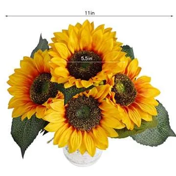 Rustic Mason Jar Wall Sconces with Remote Control LED Fairy Lights and Large Bunch Sunflowers, Farmhouse Wall Art Hanging Design Decorations for Living Room Kitchen Wall Home Decor Set of Two